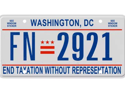 Washington DC License Plate 3D model