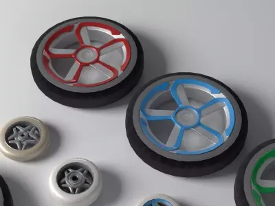 Industrial Wheels and Casters Collection Low-poly 3D model