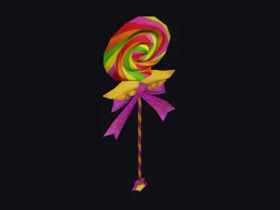 Wand Lollipop Magical Candy Wizard Scepter Weapon Stick Low-poly 3D model