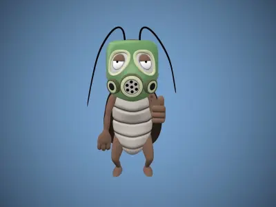 Bug cockroach in a gas mask High Poly 3D Model 3D model
