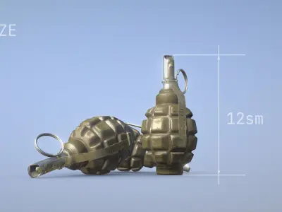 Ammo Grenade F1-UZRGM-2 Green Low-poly 3D model