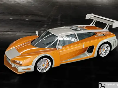 GT500ASTRACK orange and silver sports car Free 3D model