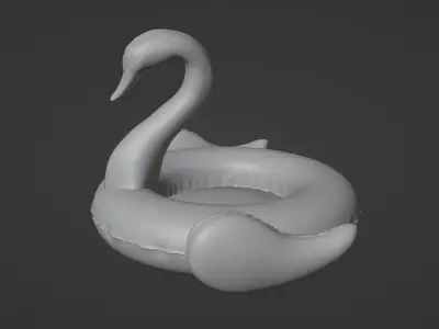 Inflatable White Swan Toy 3D model