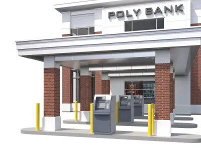 Commercial Building-023 Bank With Drive-thru 3D model