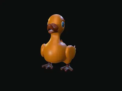 Duck-toy orange duck Low-poly 3D model