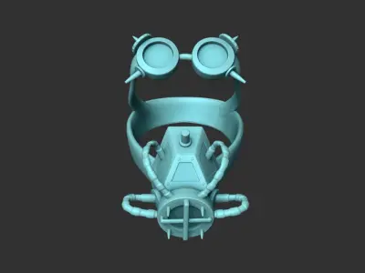 Steampunk Gas Mask - SciFi Character Design - Goggles Low-poly 3D model