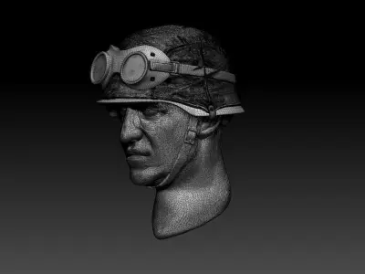 helmet soldier wearing and goggles 3D print model