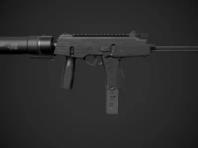 MP9 Submachine Gun Low-poly 3D model