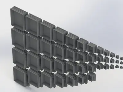 Set of square plugs Low-poly 3D model