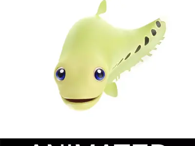 Clown Feather Back fish animated Low-poly 3D model