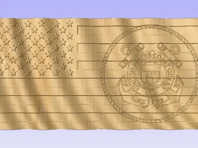 3D Wavy Flag with Coast Guard Seal 3D print model