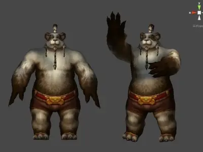 Panda character fully rigged low-poly 3d model for games Low-poly 3D model