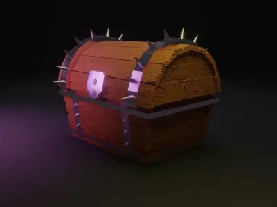 Treasure chest 3 Low-poly 3D model