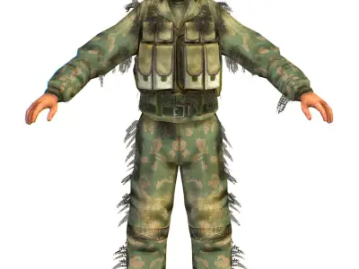 LowPoly Man Old USSR Soldier Low-poly 3D model