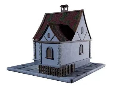 Medieval Village House 3D Model Low-poly 3D model