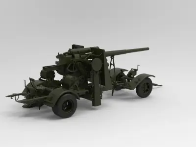 Flak anti-aircraft and anti-tank artillery gun 3D model