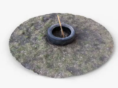 Photorealistic 3D scan of a tire planter for a tree saplin Free low-poly 3D model