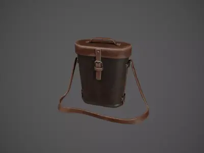 Dark Brown Leather Binocular Bag Low-poly 3D model
