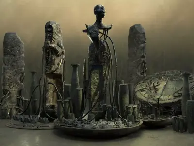 Vintage SciFi pack VOL 1 Enigmatic Ancient Stone Low-poly 3D model