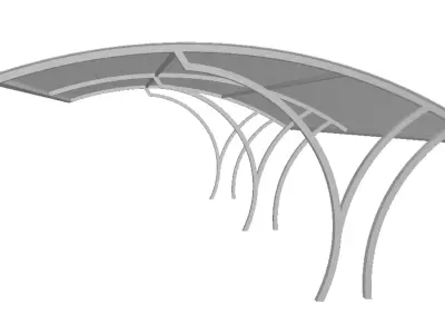 Modern Double Carport  Metal Carport with Polycarbonate Roof  Free 3D model