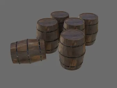Medieval wooden oil barrel Free low-poly 3D model
