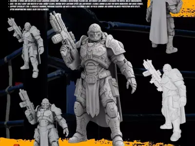 3D Printable Iron Oath Beast Hunter Heavy Infantry Figure 3D model