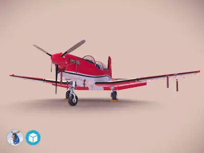 Pilatus PC-7 Mk-I SAFRedWhite Low-poly 3D model