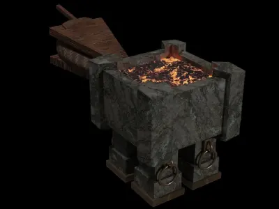 Bellows and Oven Game Ready Low Poly 3D Model  Low-poly 3D model