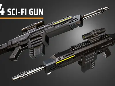 4 Sci-Fi Weapons 3D model