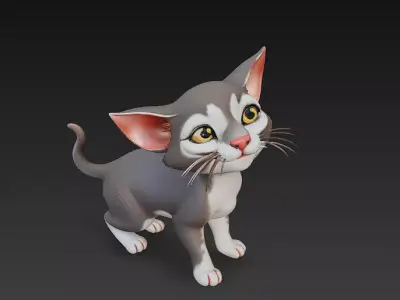 Cat Realistic 3D Model Basic - Low Poly Realistic Low-poly 3D model