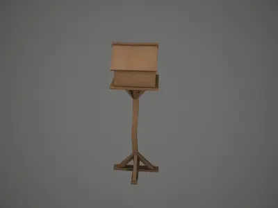 Wooden Garden Birdhouse Low-poly 3D model