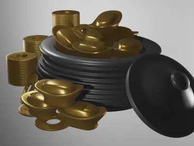 Pot Japanese of Gold 3D model