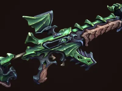 Temple assault rifle Low-poly 3D model