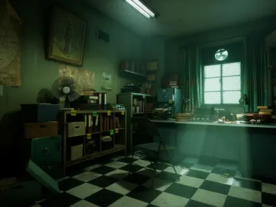 Private Detective Office - Unreal Engine Project Low-poly 3D model