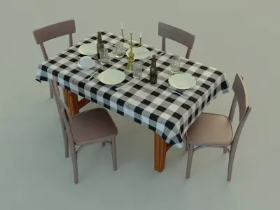 Table and Chairs Free 3D model order