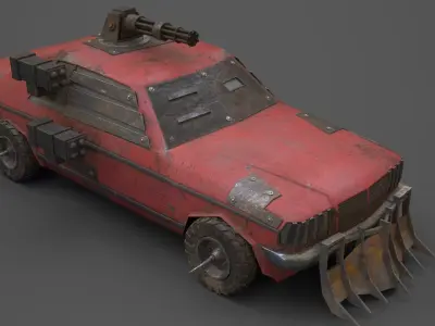 Post Apocalyptic Monster Mercedes 230 Low-poly 3D model