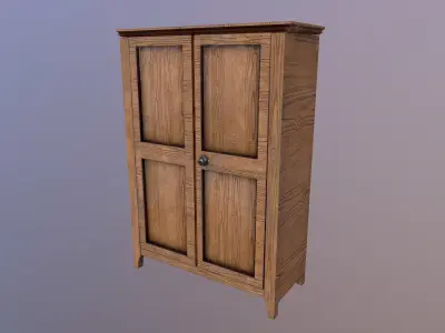Low Poly Old Wardrobe  Free low-poly 3D model