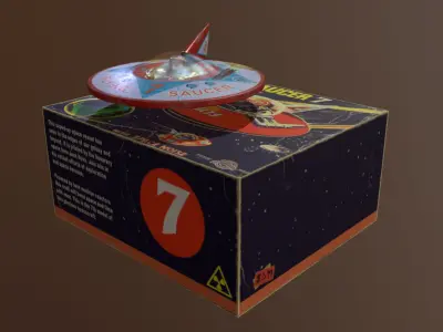 Retro UFO Toy Low-poly 3D model