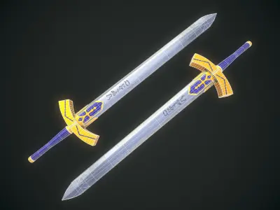 Artoria Pendragon Excalibur Low Poly Free low-poly 3D model
