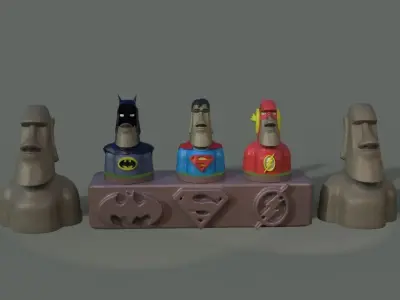 Justice League Moai 3D print model