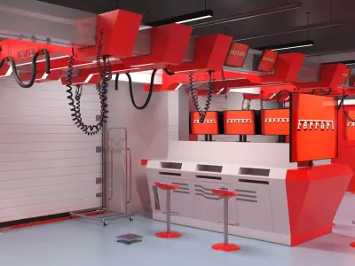 Formula 1 Garage Rigged 3D model