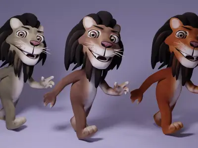 Toon Humanoid Lion Free 3D model