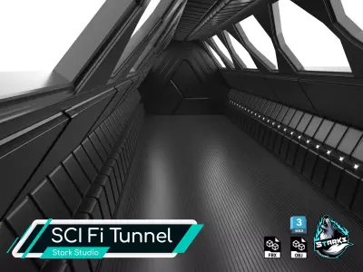 Sci fi Tunnel Free low-poly 3D model