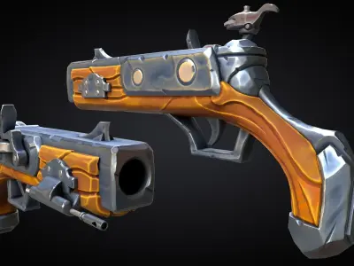 Stylized Musket Low-poly  Low-poly 3D model