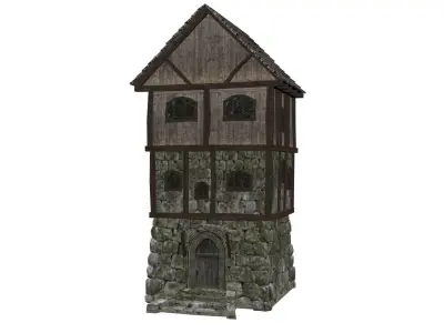 Medieval high house Free low-poly 3D model