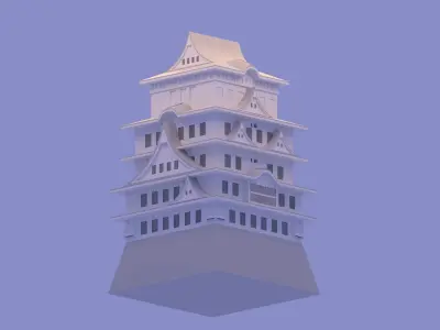 Cartoon Japanese Himeji Castle 3D model