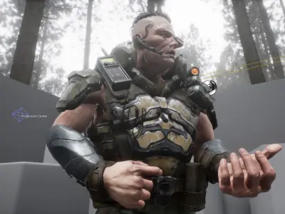 Commando soldier in camouflage Low-poly 3D model