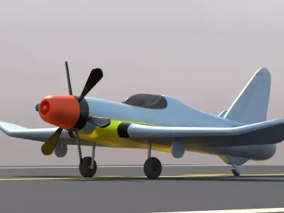 3D Advanced Propeller Jet Airplane animated 3D model