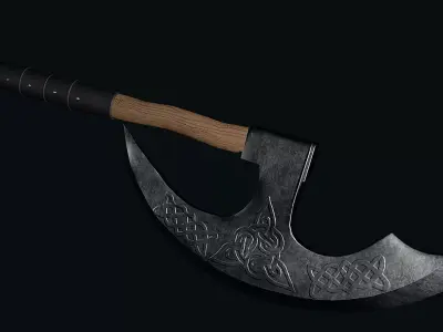 Pagan Battle axe Low-poly 3D model
