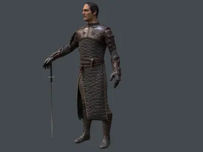 Medieval Squire Warrior PBR  Low-poly 3D model
